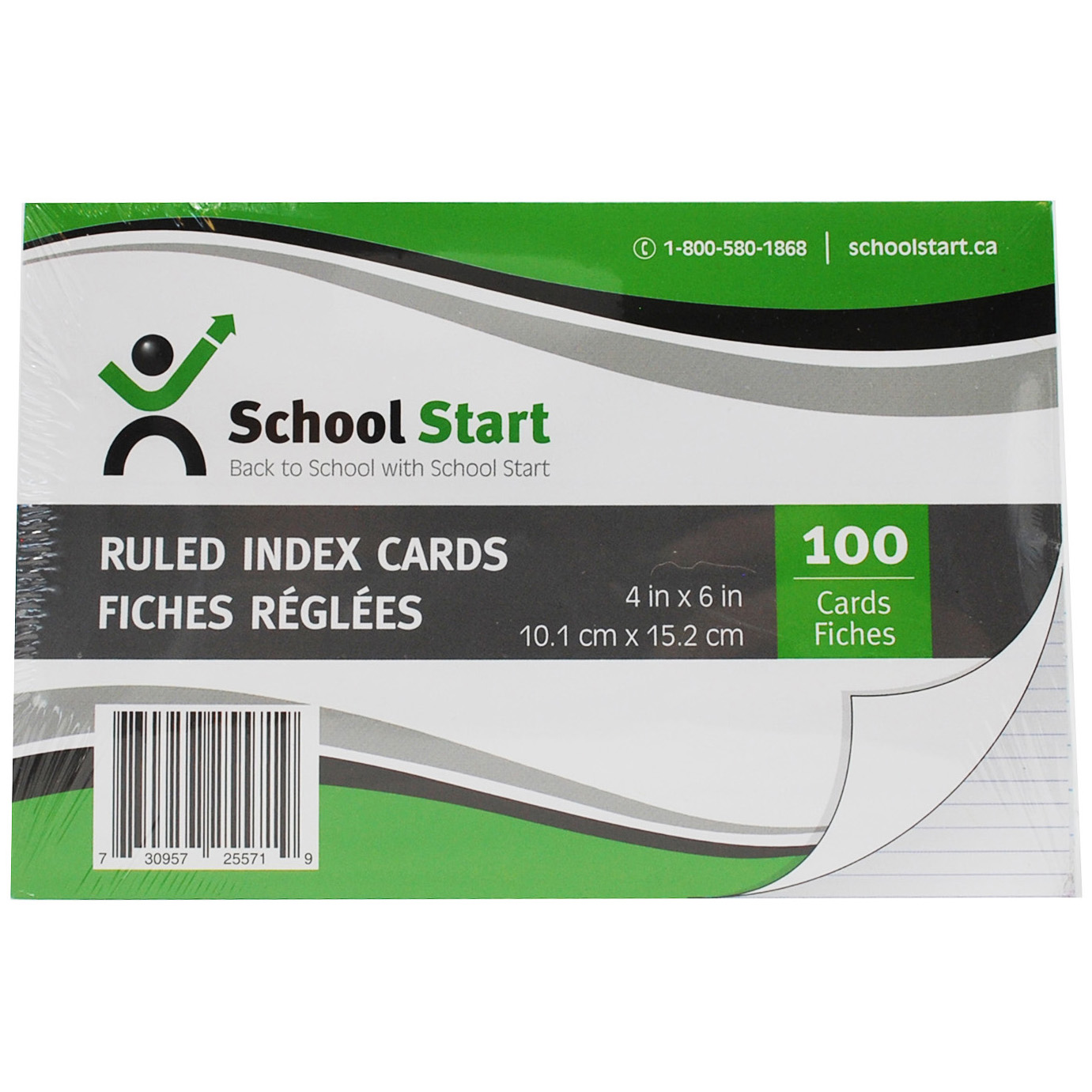School Start Index Cards - 100 Cards (Ruled, 4" x 6")